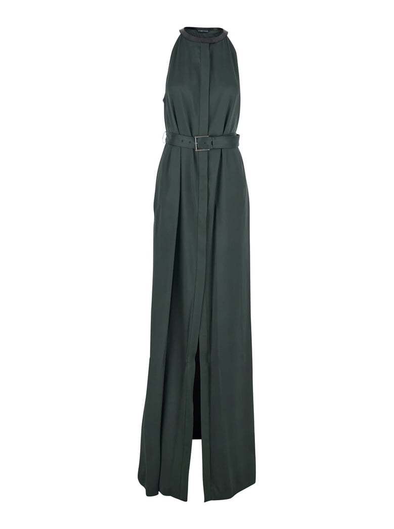 dress halterneck green viscose by Selfnex
