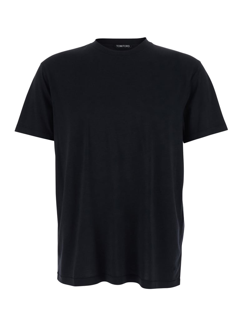 t-shirt crew neck black cotton blend by Selfnex