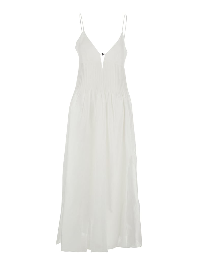 long linen-silk dress white by Selfnex