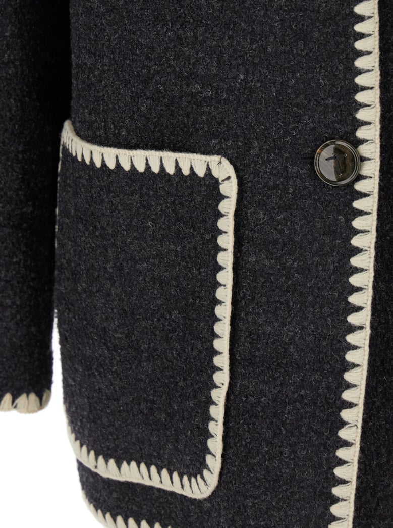 jacket with scarf detail grey wool blend by Selfnex