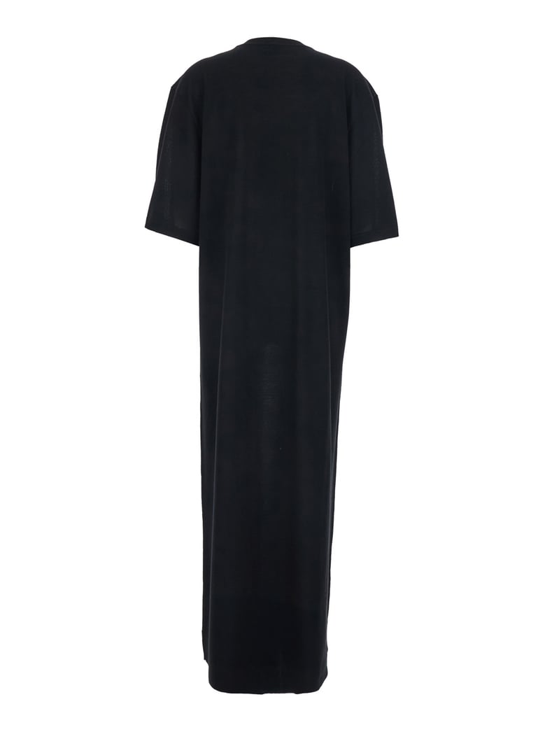 long dress girocolo black wool by Selfnex