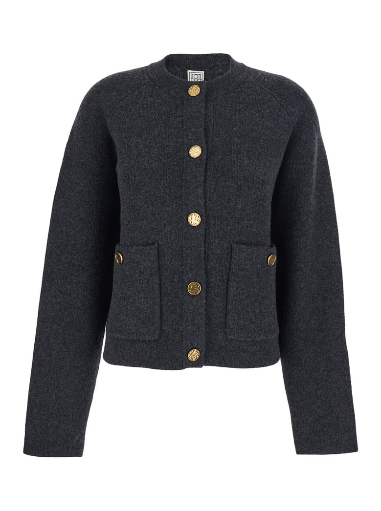 round neck cardigan grey wool-blend by Selfnex