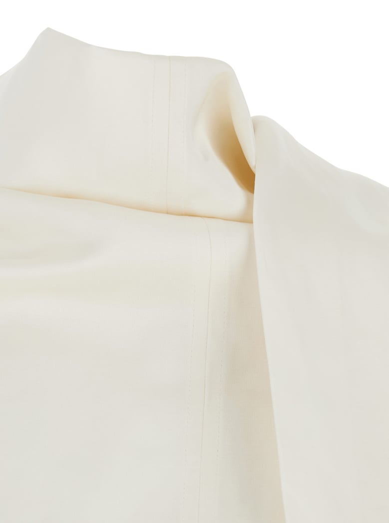 blouse with cowl neck, knot back — white by Selfnex