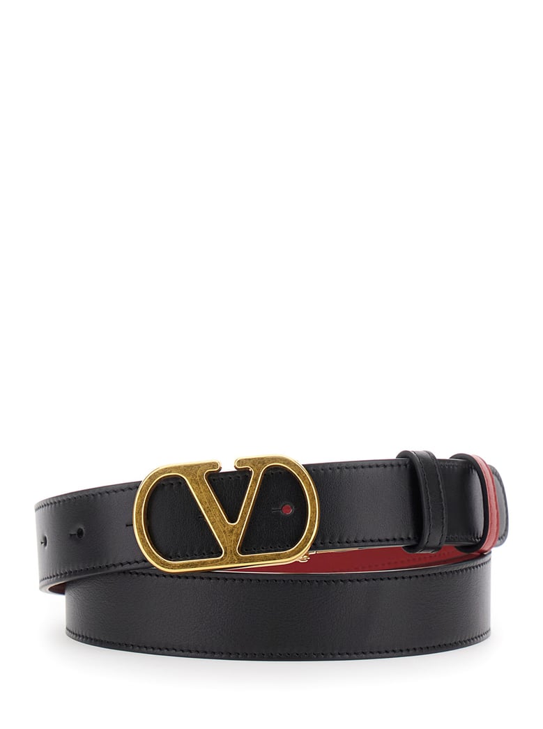 belt vlogo buckle black leather reversible by Selfnex