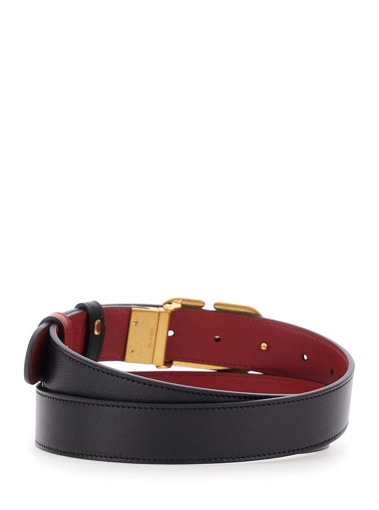 belt vlogo buckle black leather reversible by Selfnex