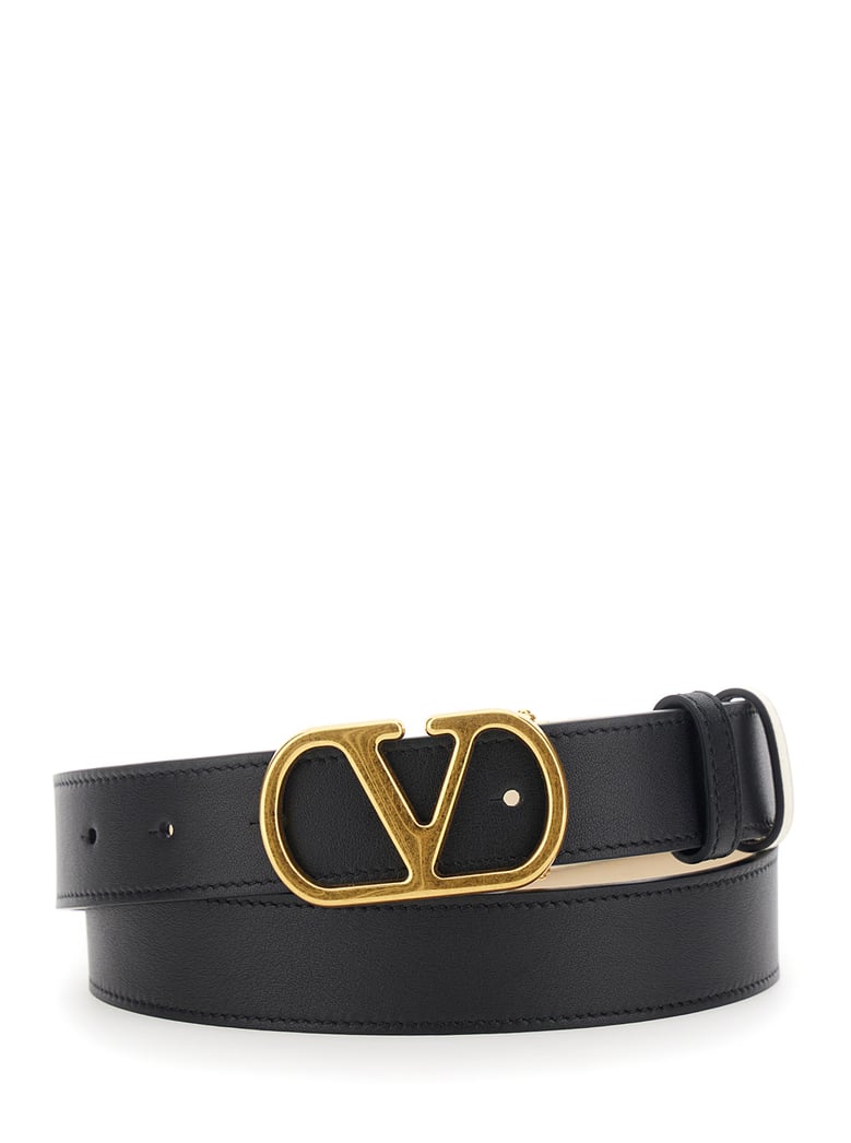 belt vlogo buckle reversible black leather by Selfnex
