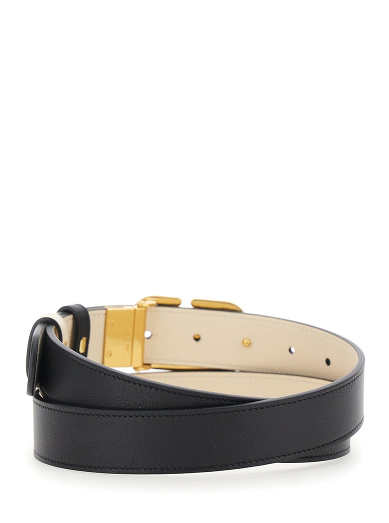 belt vlogo buckle reversible black leather by Selfnex
