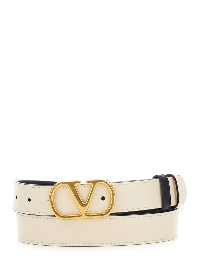 belt vlogo buckle reversible black leather by Selfnex