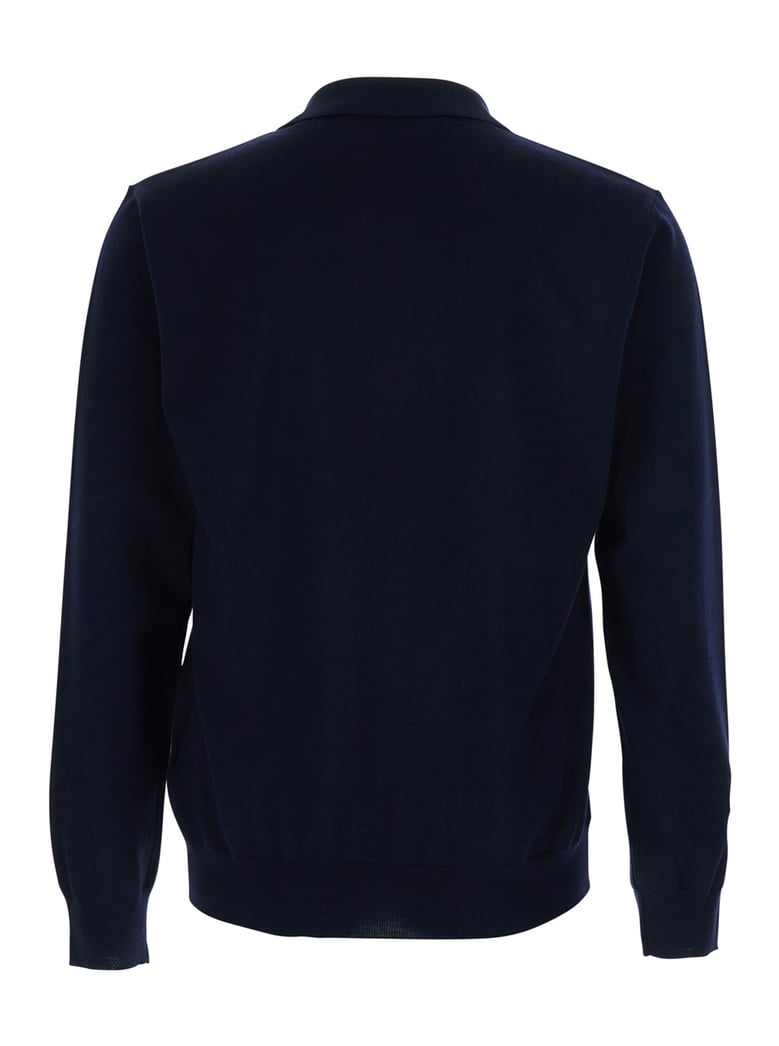 sweater polo collar blue wool by Selfnex