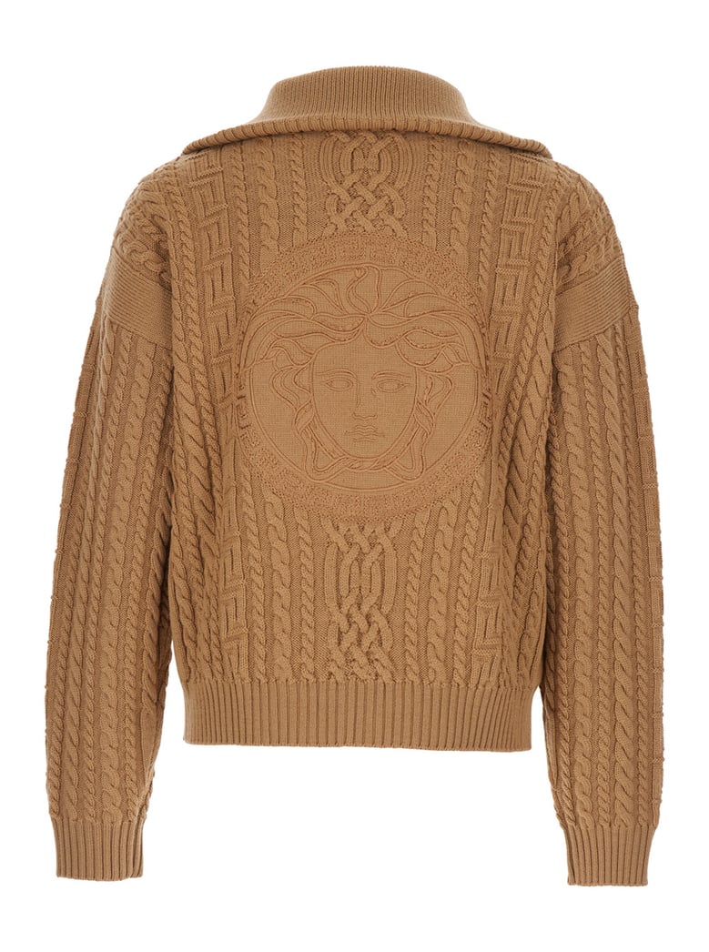 high-neck sweater beige virgin wool by Selfnex