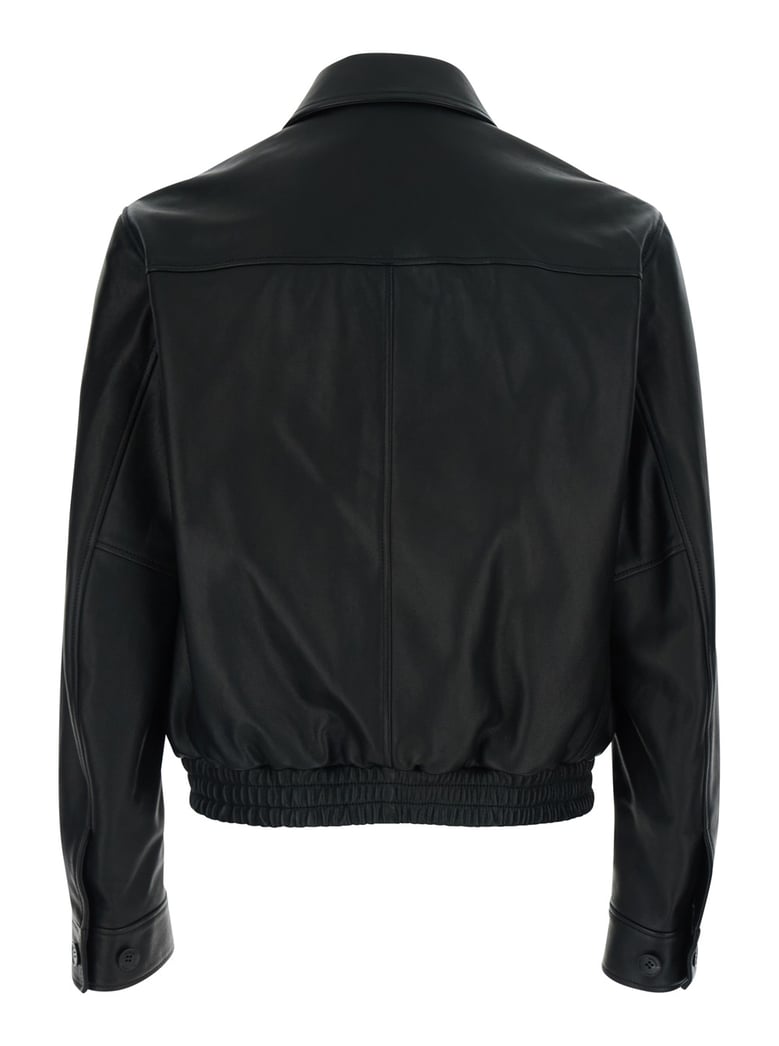 leather jacket with high collar by Selfnex