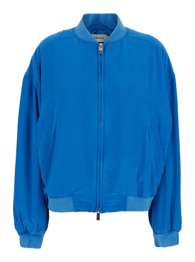 bomber jacket blue silk by Selfnex