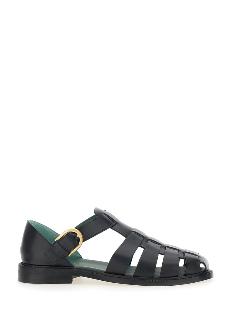 sandals cage design black nappa leather by Selfnex