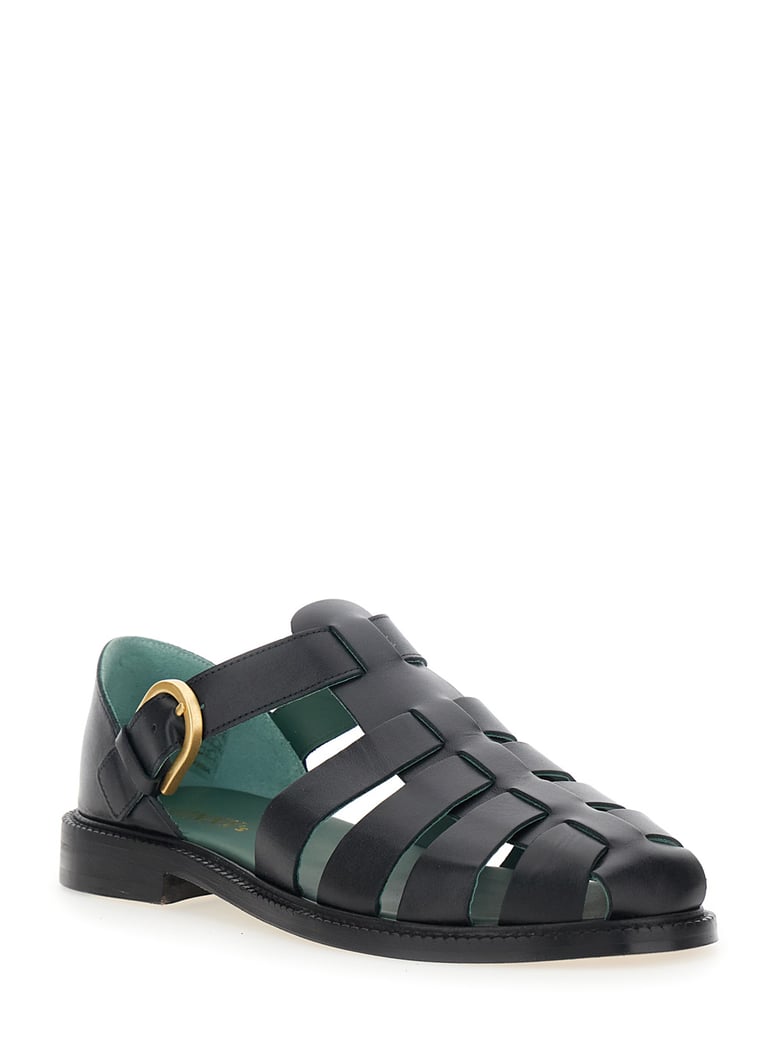 sandals cage design black nappa leather by Selfnex