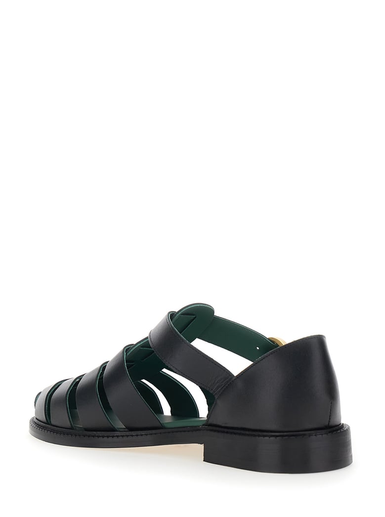 sandals cage design black nappa leather by Selfnex