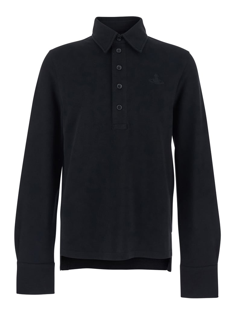 polo shirt black cotton by Selfnex