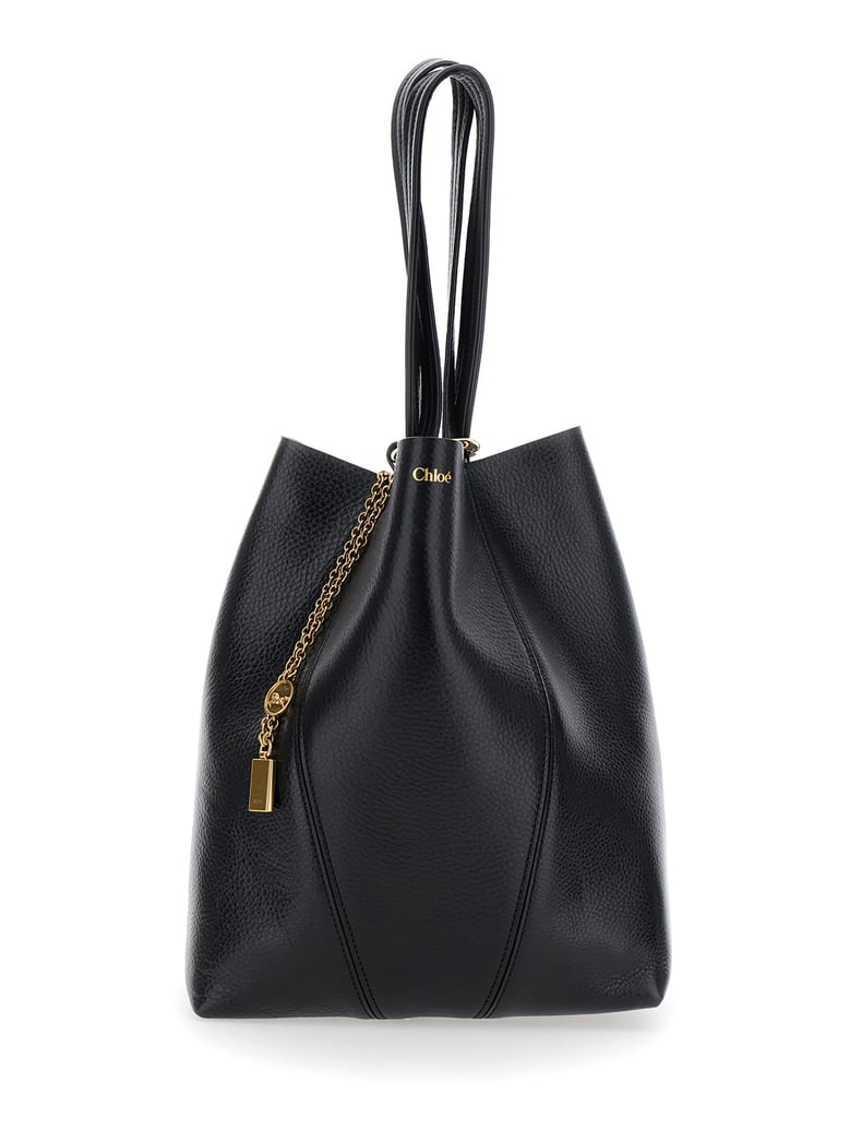 shoulder bag spin black grained leather by Selfnex