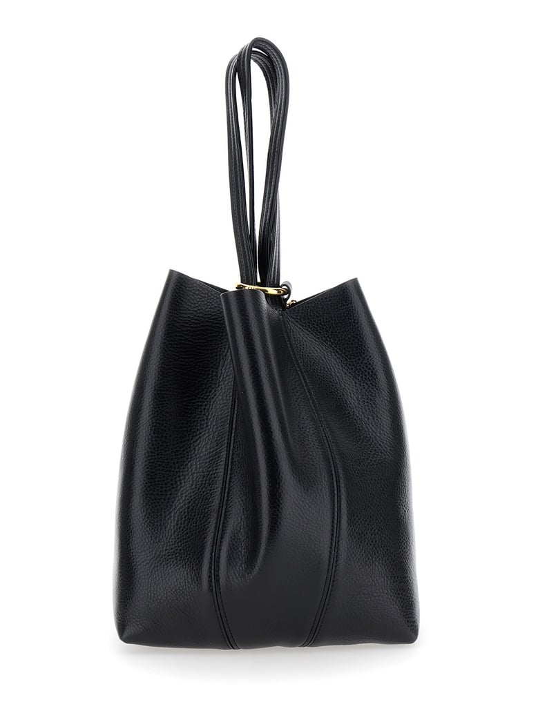shoulder bag spin black grained leather by Selfnex