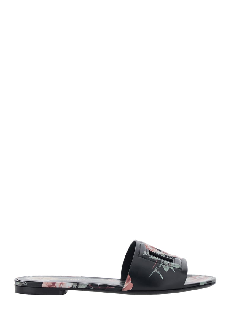 slide sandals black leather by Selfnex