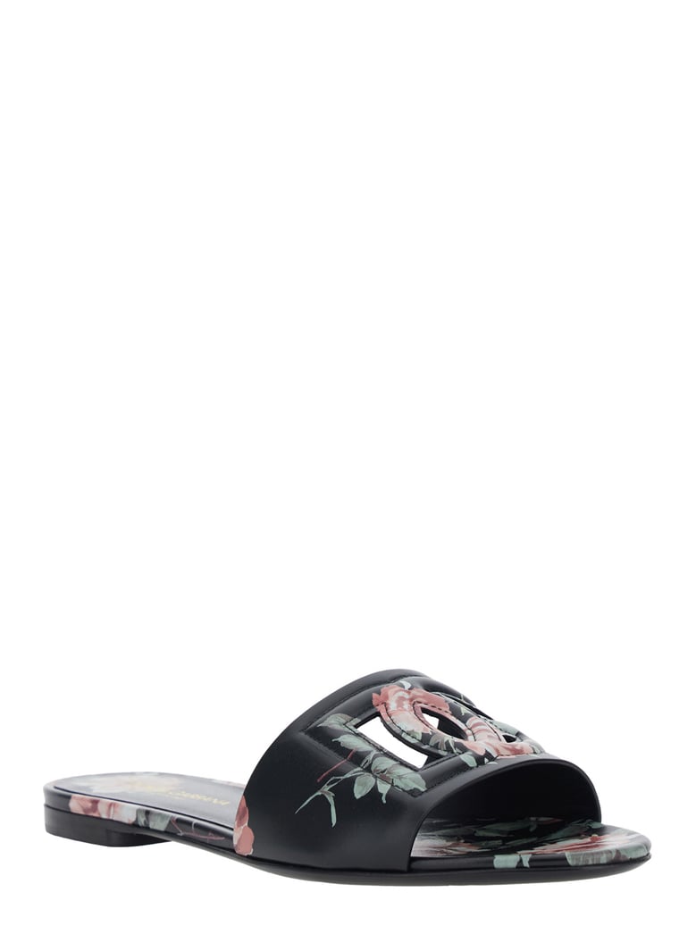 slide sandals black leather by Selfnex