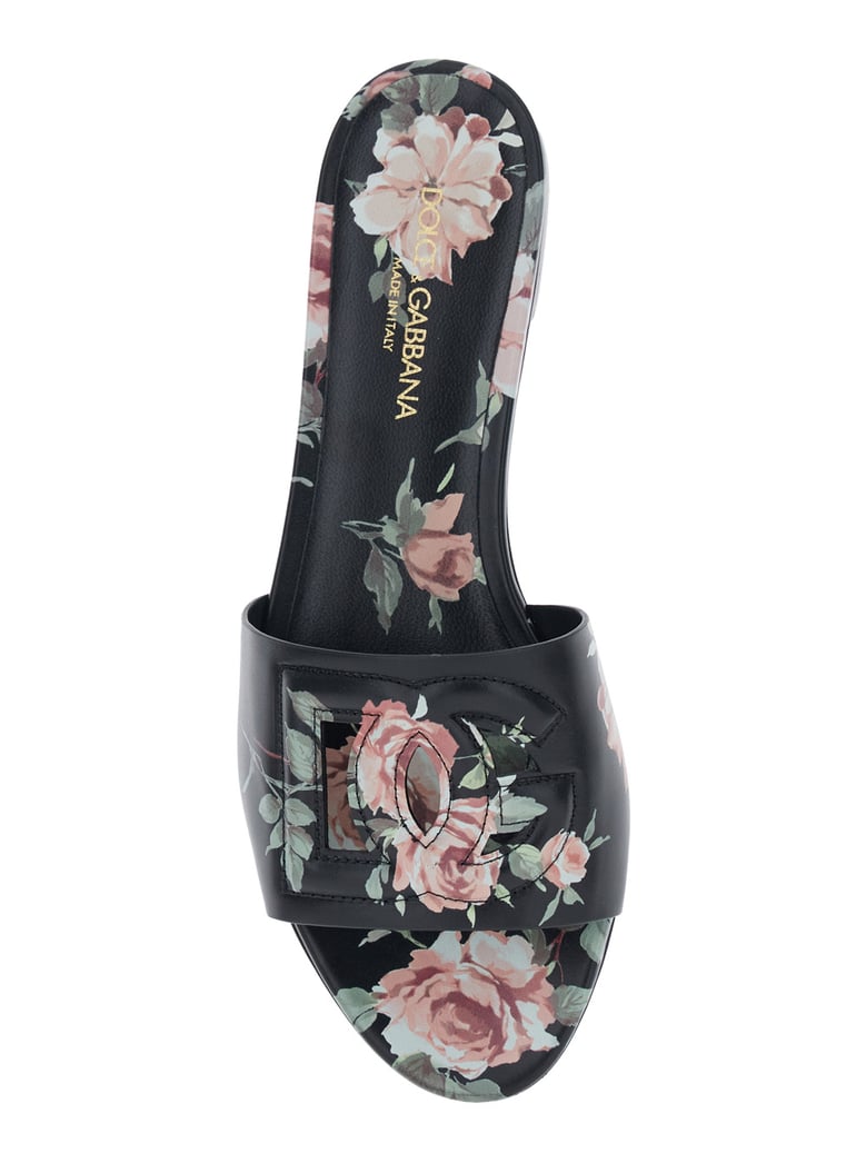 slide sandals black leather by Selfnex