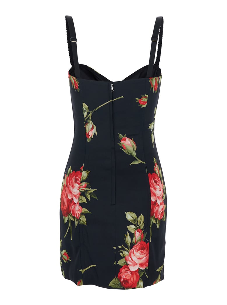 short dress black floral viscose by Selfnex