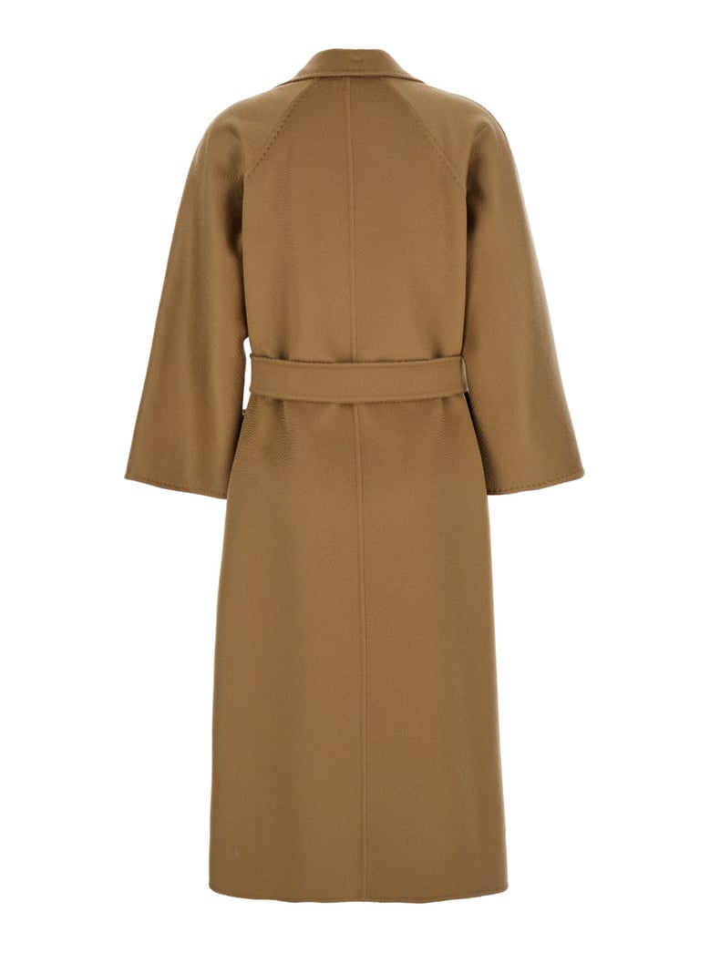 beige cashmere coat with wide notched revers by Selfnex