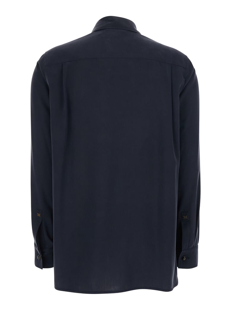 silk long-sleeved shirt, blue by Selfnex