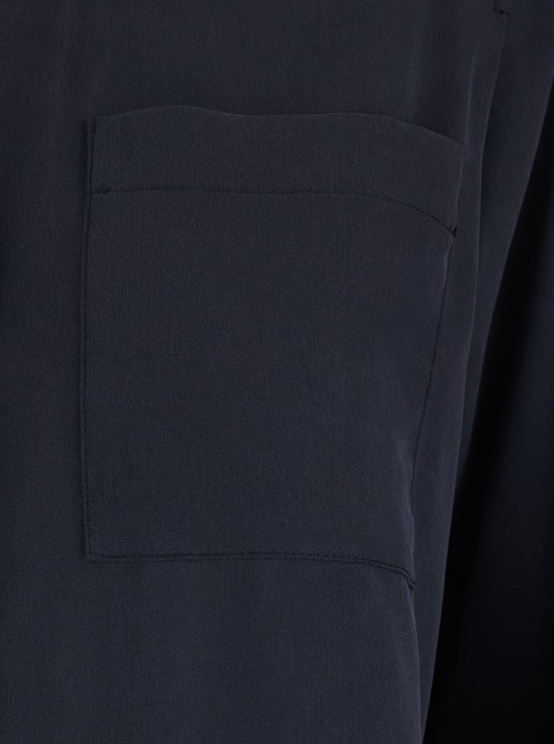 silk long-sleeved shirt, blue by Selfnex