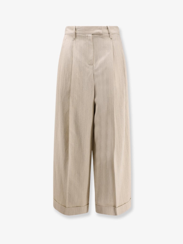 trousers beige viscose-linen by Selfnex