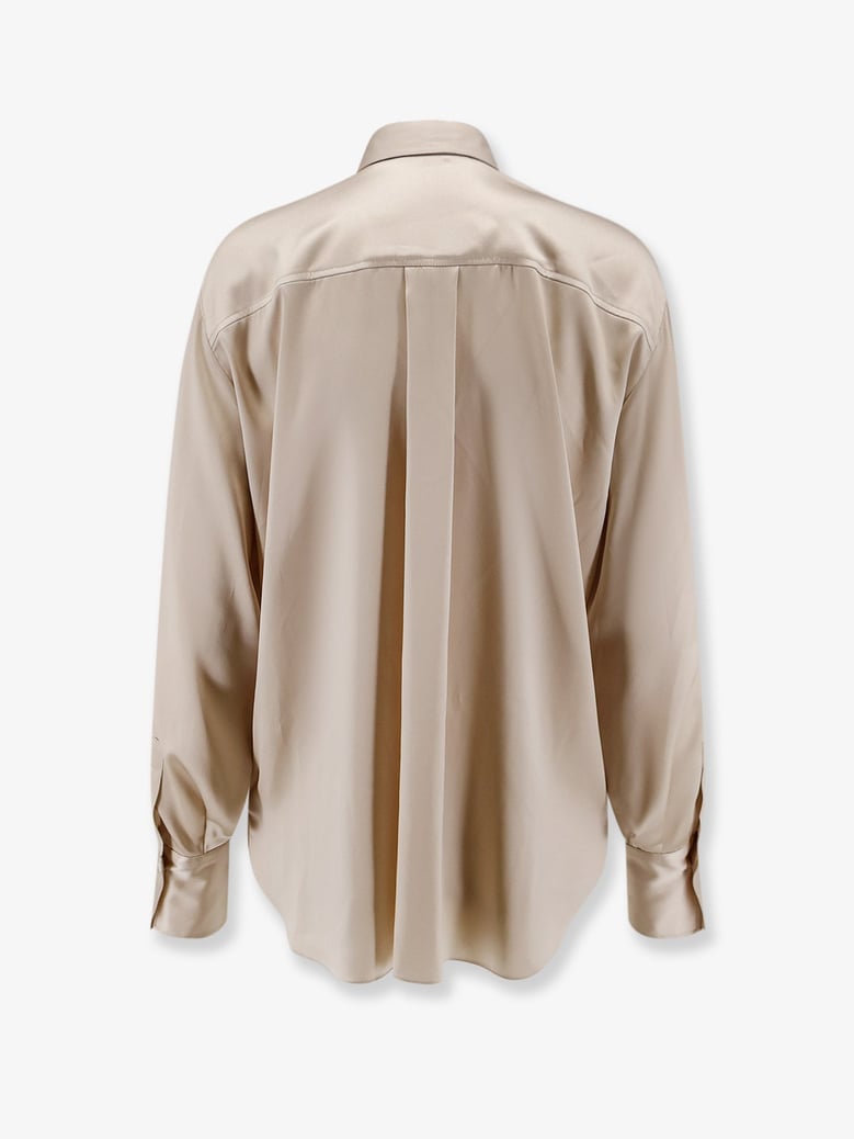silk shirt with monili detail, beige by Selfnex