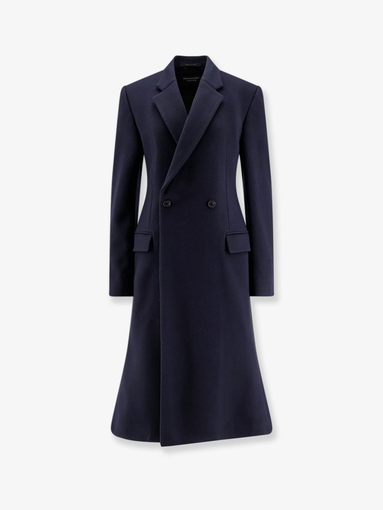 godet midi double-breasted wool coat by Selfnex