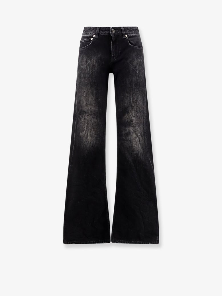wide leg black denim trousers by Selfnex
