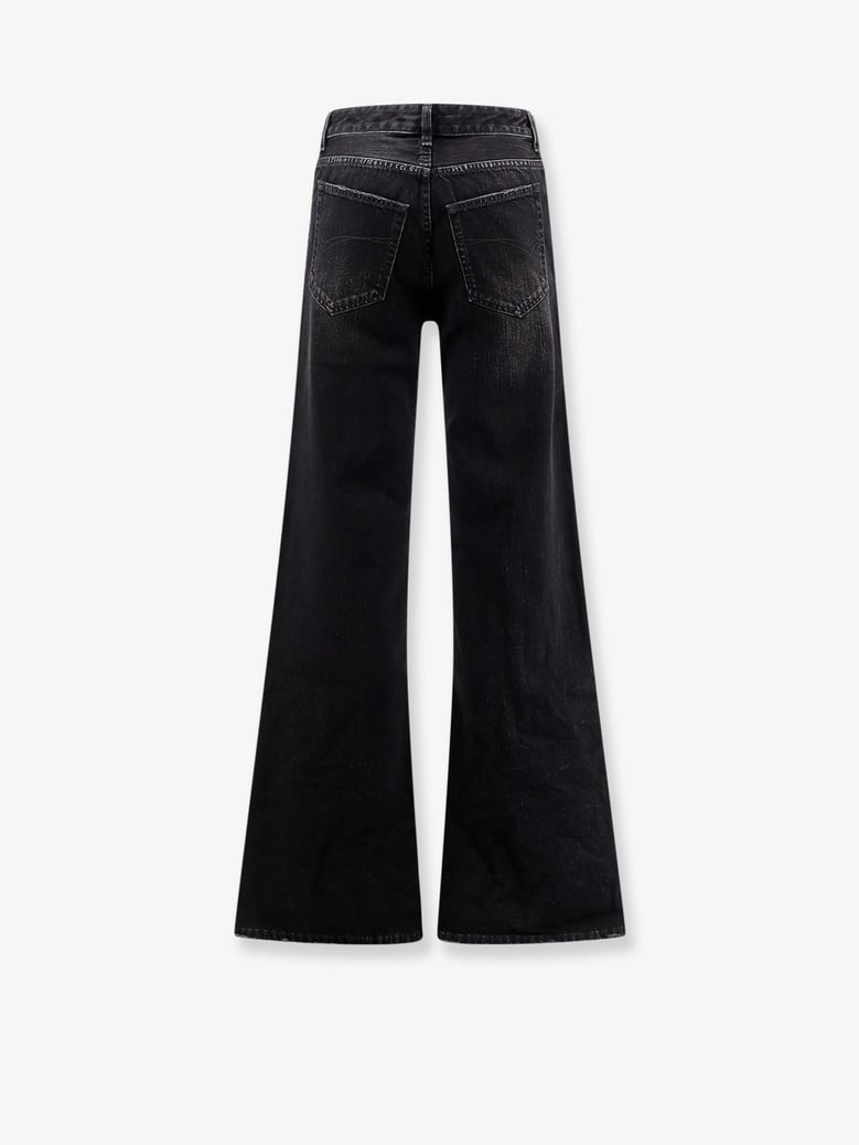 wide leg black denim trousers by Selfnex