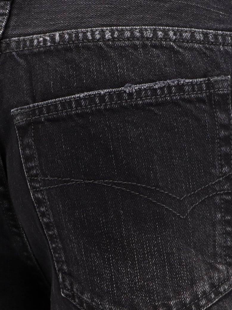 wide leg black denim trousers by Selfnex