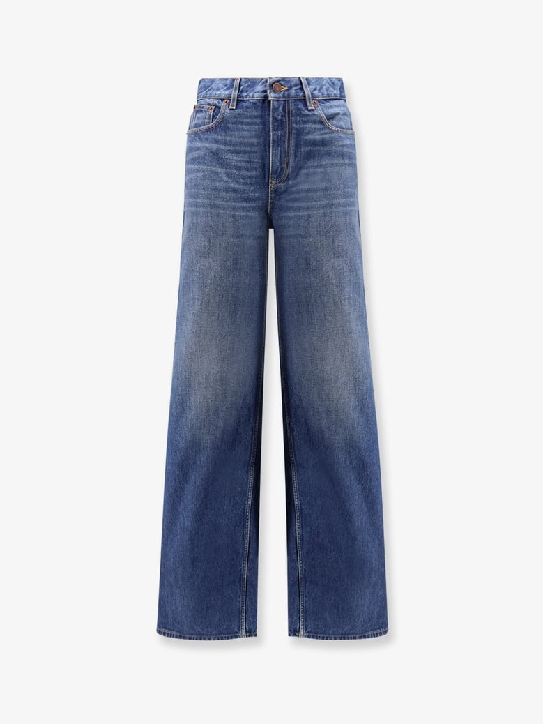 jeans with leather logo tag by Selfnex