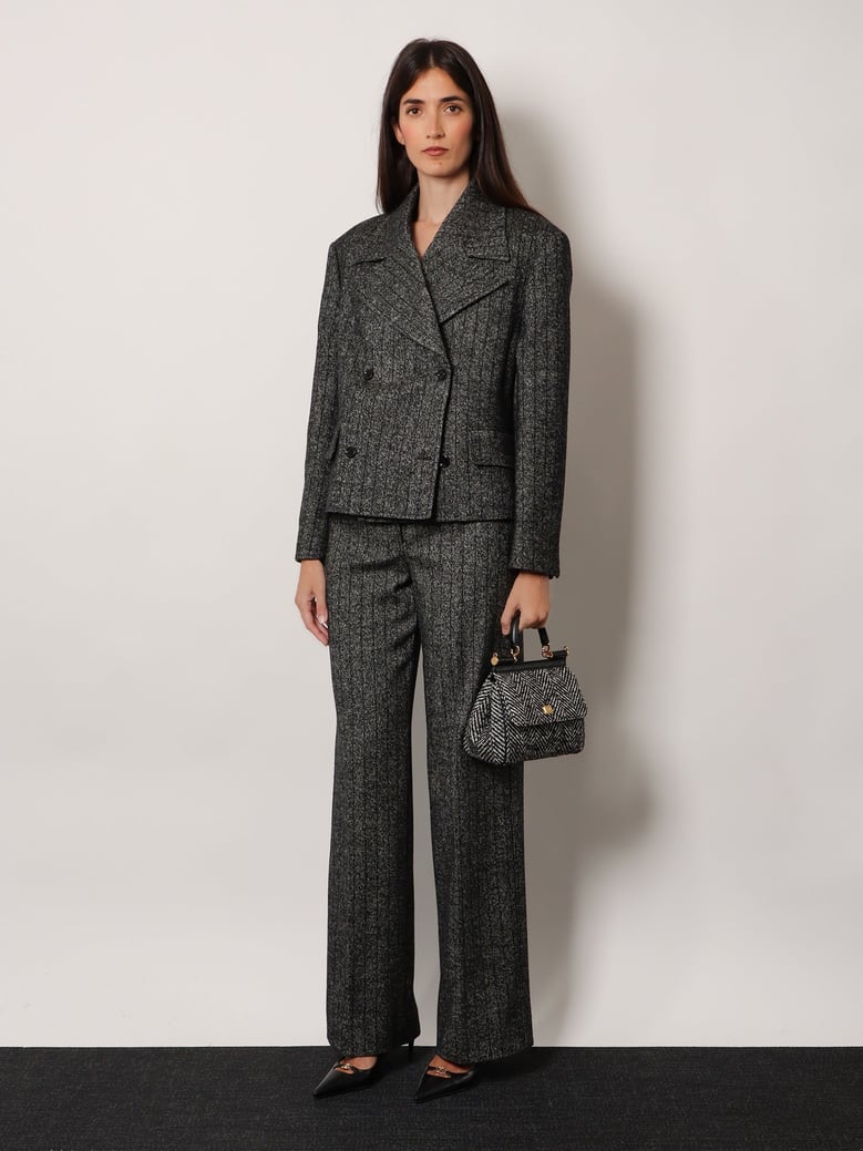 striped wool blend trousers by Selfnex