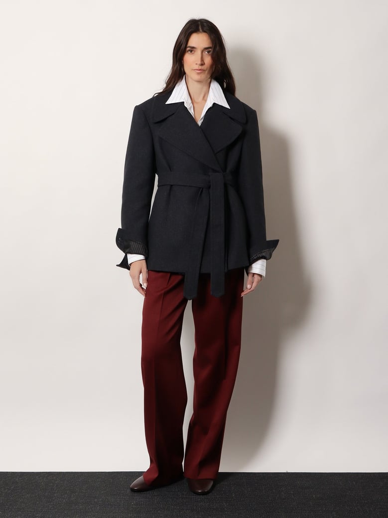 portias wool wide-leg trousers by Selfnex