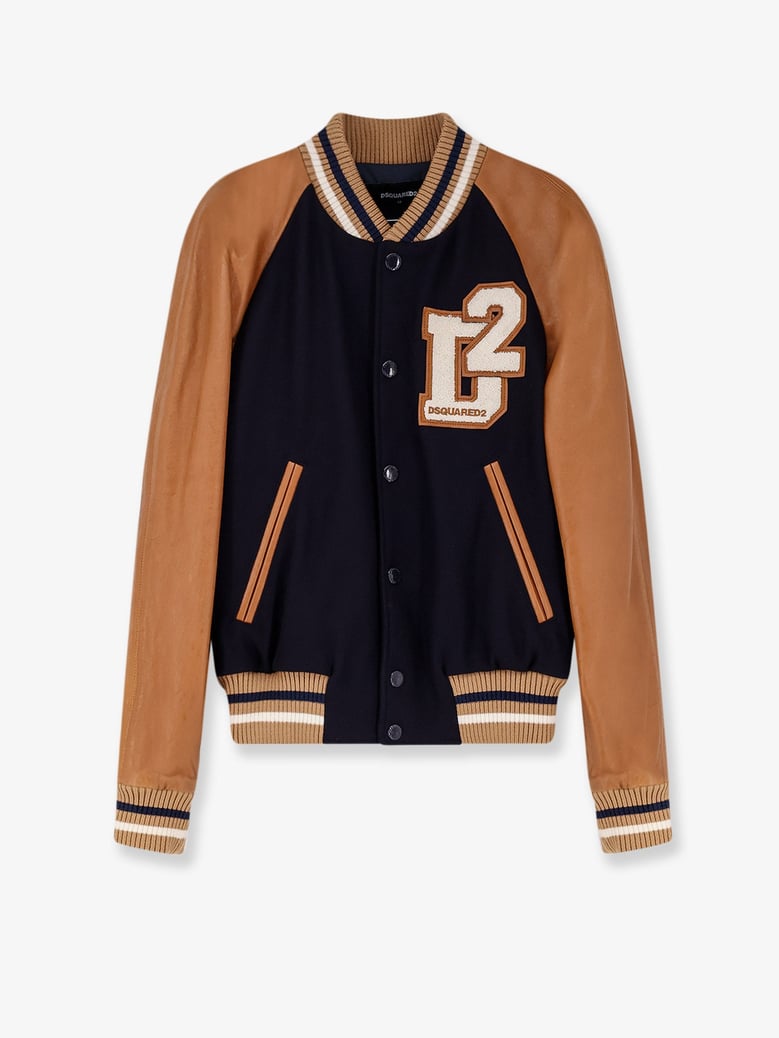 varsity wool and leather bomber by Selfnex