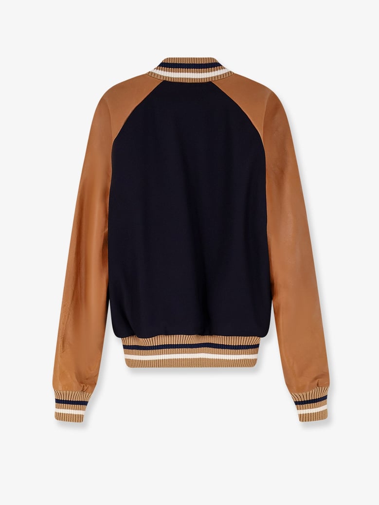 varsity wool and leather bomber by Selfnex