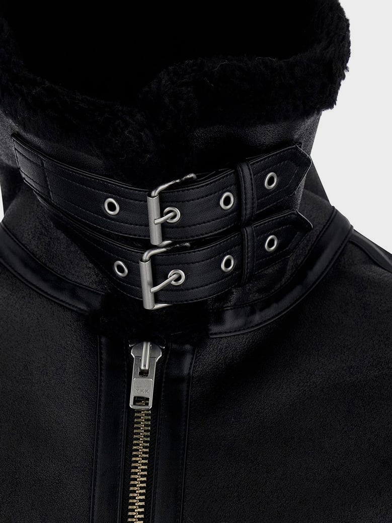 unisex eco-shearling jacket black by Selfnex
