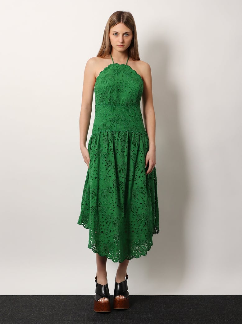 midi dress sangallo lace green by Selfnex