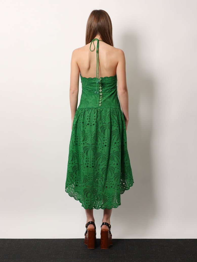 midi dress sangallo lace green by Selfnex