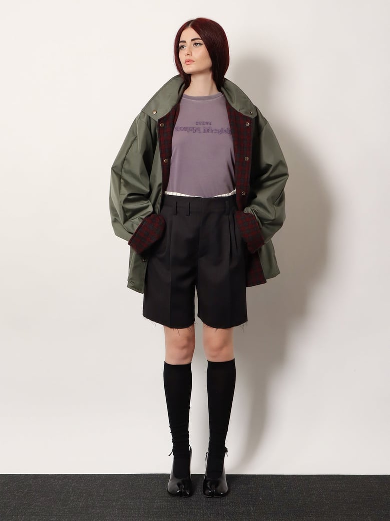 striped virgin wool shorts by Selfnex