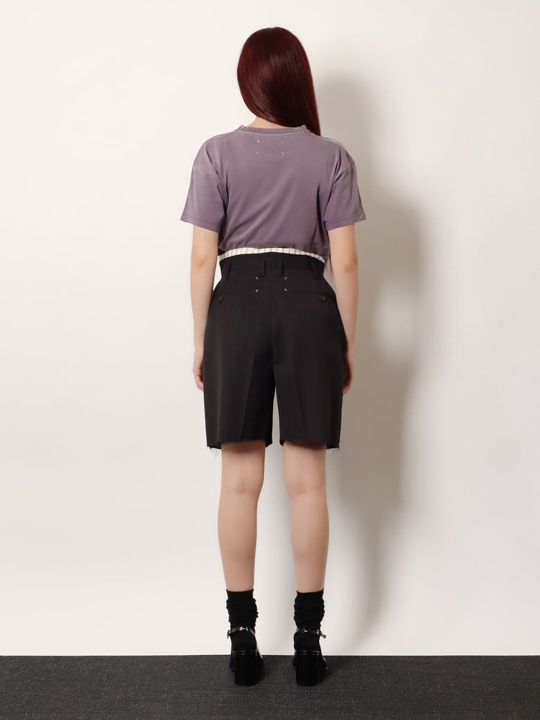 striped virgin wool shorts by Selfnex