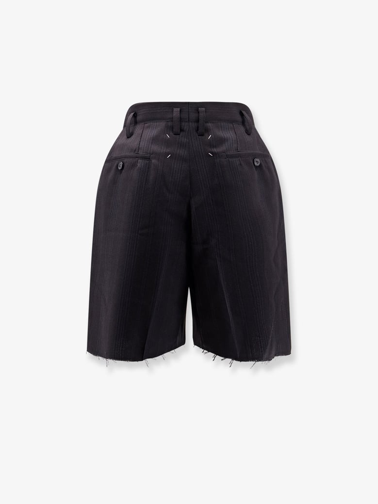 striped virgin wool shorts by Selfnex