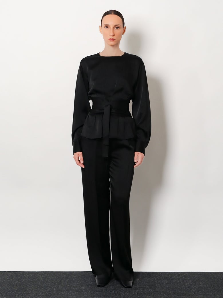 relaxed satin trousers by Selfnex