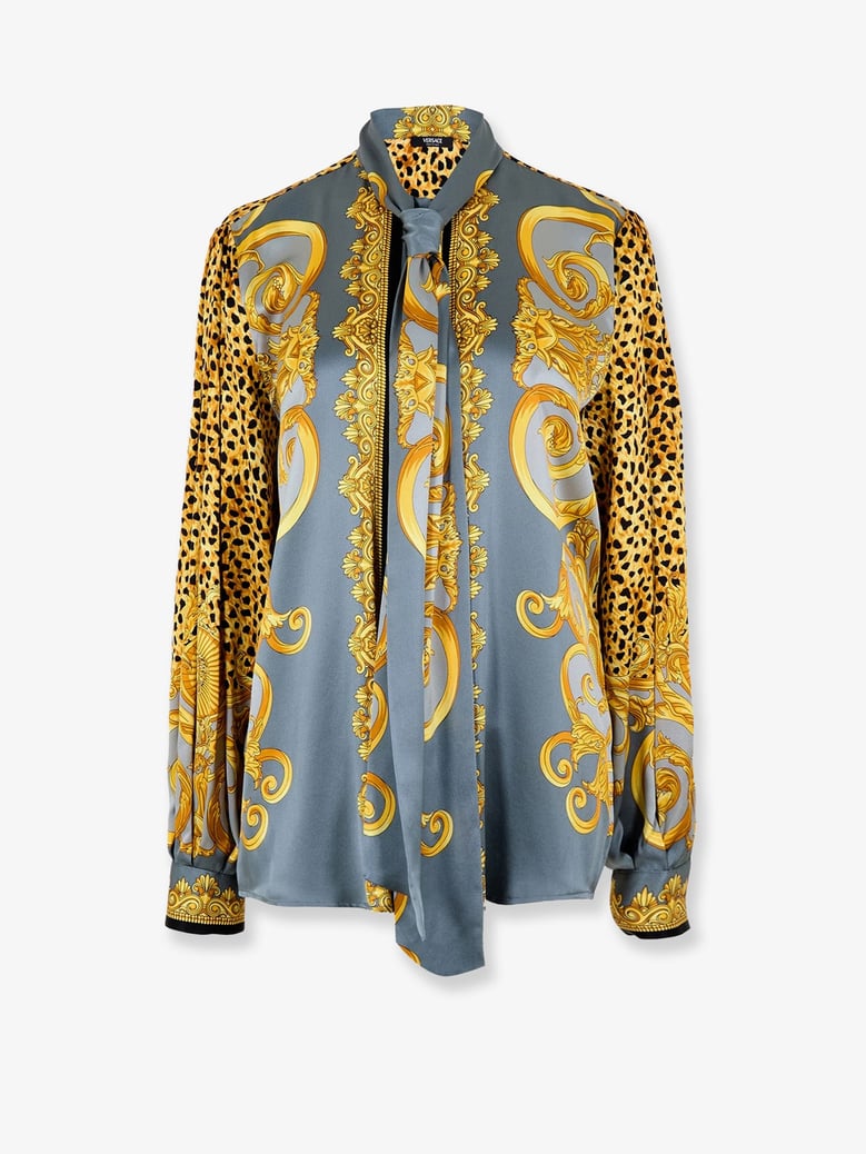 cheetah foulard lavallière silk shirt by Selfnex