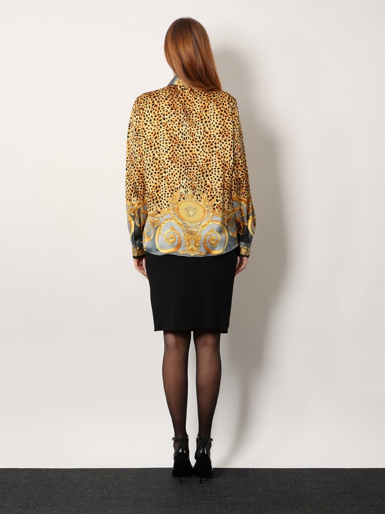 cheetah foulard lavallière silk shirt by Selfnex