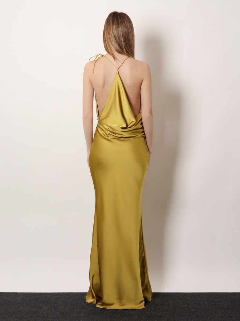 long satin dress yellow by Selfnex